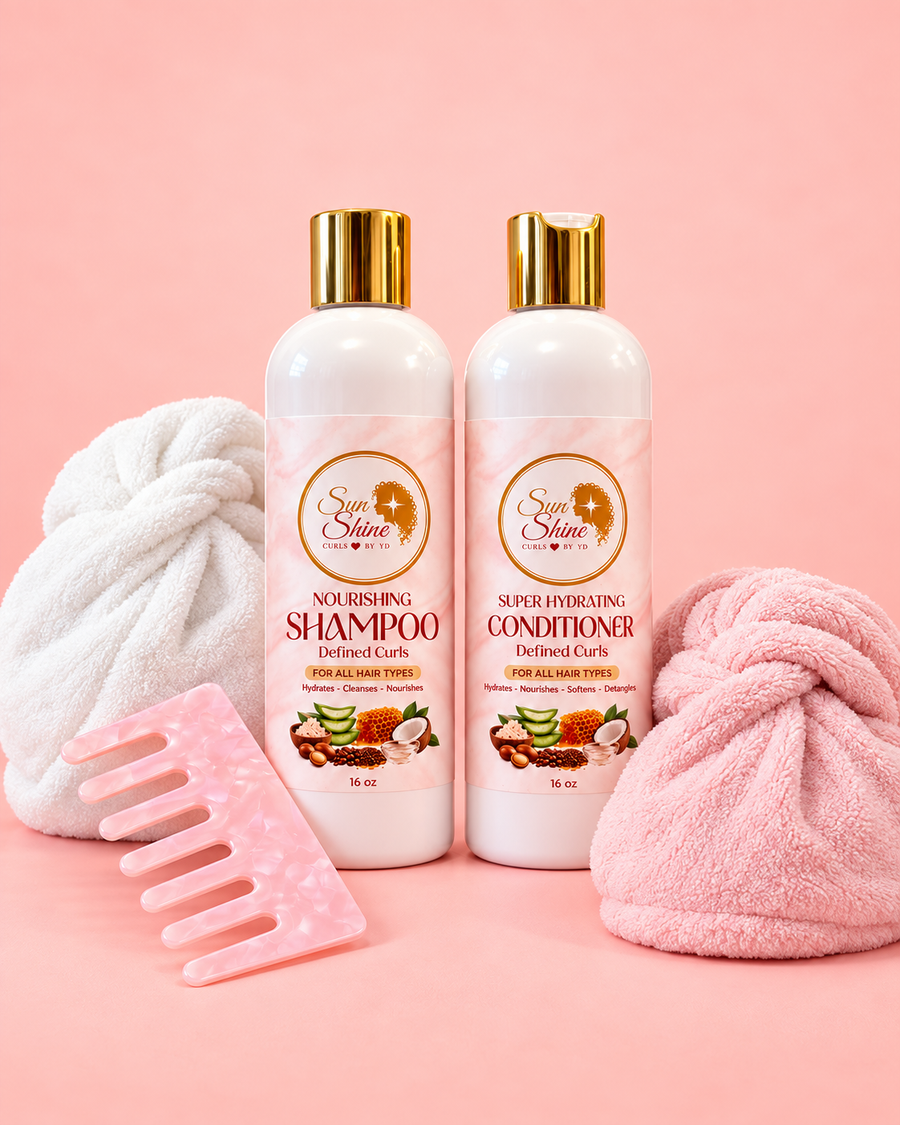 Nourishing Shampoo & Hydrating Conditioner, Microfiber Hair Turban Cap & Comb